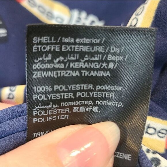 BEBE Denise Full Wrap Ruffle Detail Dress, Red & Pink Lipstick Print Novelty | 2 - Picture 12 of 12